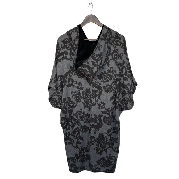 Soma Luxuriously Soft Live Hooded Loungewear Women Size M Gray Floral Batwing - Picture 3 of 12